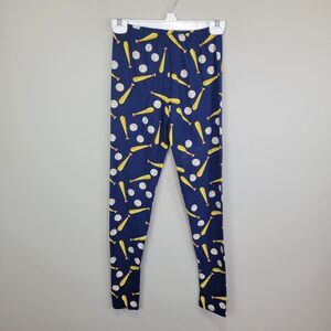 Baseball‎ Bat and Ball Print Polyester Spandex Ankle Leggings One Size Fits All